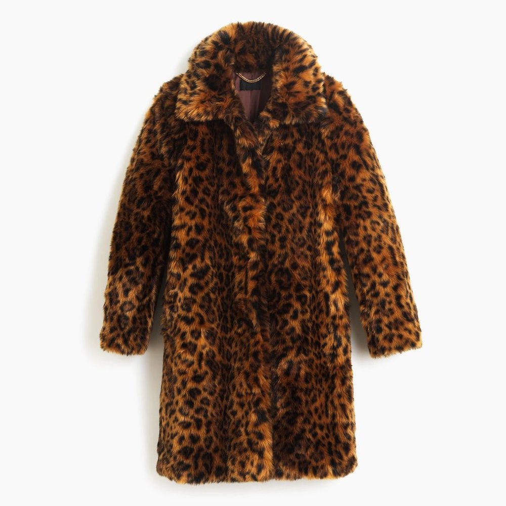 J.Crew Faux-Fur Leopard Coat NWT (M)